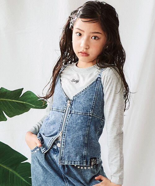 ZIDDY（ジディ）の「デニムビスチェ＆TシャツSET(130~160cm)（その他トップス・キッズ・パープル/ブルー・140cm/150cm/FREE/130cm）」の2枚目の写真