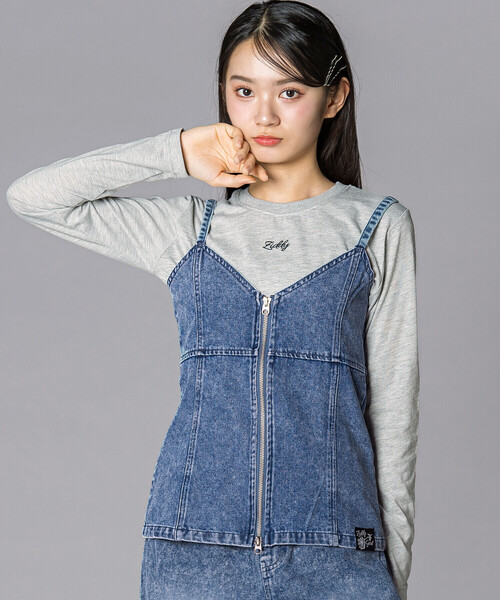 ZIDDY（ジディ）の「デニムビスチェ＆TシャツSET(130~160cm)（その他トップス・キッズ・パープル/ブルー・140cm/150cm/FREE/130cm）」の3枚目の写真