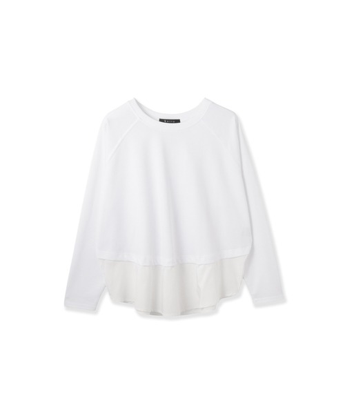 ketty(ケティ)の「ポンチローマ異素材ラウンドヘムカットソー≪洗濯機で洗える≫(Tシャツ/カットソー・レディース・オフホワイト/ホワイト系その他・M)」の2枚目の写真