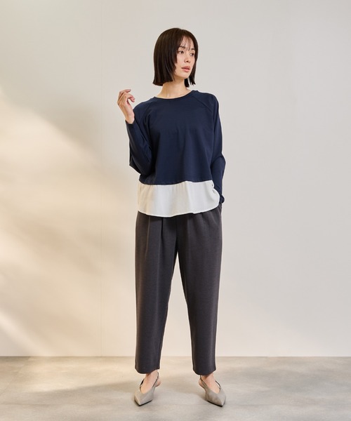 ketty(ケティ)の「ポンチローマ異素材ラウンドヘムカットソー≪洗濯機で洗える≫(Tシャツ/カットソー・レディース・オフホワイト/ホワイト系その他・M)」の18枚目の写真