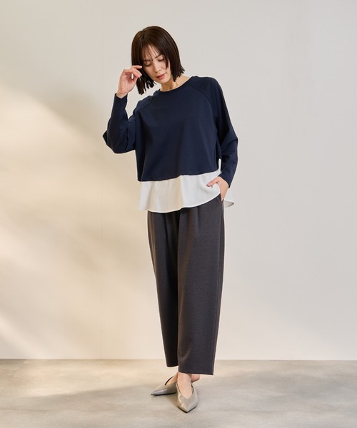 ketty(ケティ)の「ポンチローマ異素材ラウンドヘムカットソー≪洗濯機で洗える≫(Tシャツ/カットソー・レディース・オフホワイト/ホワイト系その他・M)」の3枚目の写真