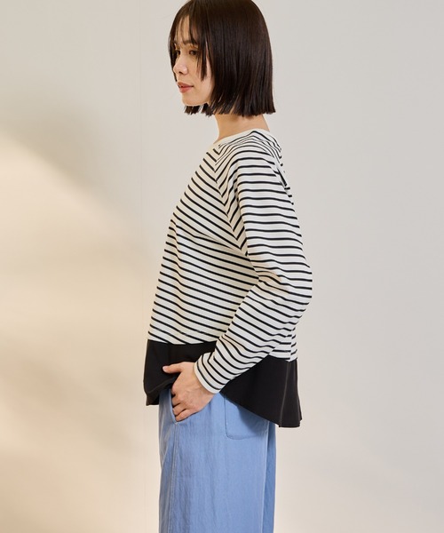 ketty(ケティ)の「ポンチローマ異素材ラウンドヘムカットソー≪洗濯機で洗える≫(Tシャツ/カットソー・レディース・オフホワイト/ホワイト系その他・M)」の10枚目の写真
