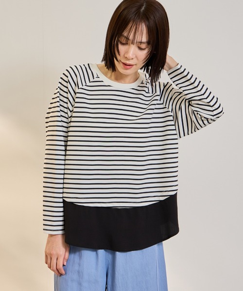 ketty(ケティ)の「ポンチローマ異素材ラウンドヘムカットソー≪洗濯機で洗える≫(Tシャツ/カットソー・レディース・オフホワイト/ホワイト系その他・M)」の12枚目の写真