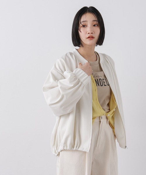 NANO universe（ナノユニバース）の「撥水加工 ドロストヘムリブブルゾン（ブルゾン・レディース・グレー系その他4/アイボリー/ブラック・FREE）」の5枚目の写真