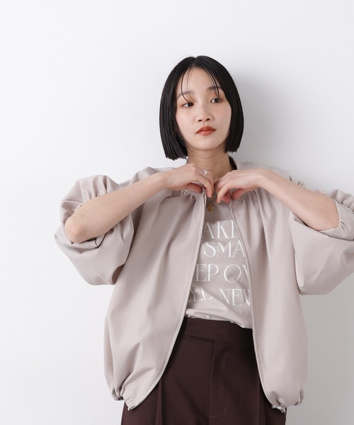 NANO universe（ナノユニバース）の「撥水加工 ドロストヘムリブブルゾン（ブルゾン・レディース・グレー系その他4/アイボリー/ブラック・FREE）」の11枚目の写真