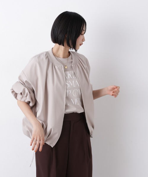 NANO universe（ナノユニバース）の「撥水加工 ドロストヘムリブブルゾン（ブルゾン・レディース・グレー系その他4/アイボリー/ブラック・FREE）」の12枚目の写真