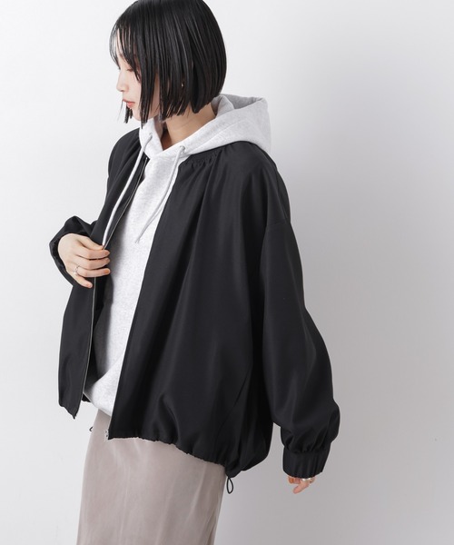 NANO universe（ナノユニバース）の「撥水加工 ドロストヘムリブブルゾン（ブルゾン・レディース・グレー系その他4/アイボリー/ブラック・FREE）」の19枚目の写真