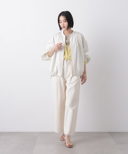 NANO universe（ナノユニバース）の「撥水加工 ドロストヘムリブブルゾン（ブルゾン・レディース・グレー系その他4/アイボリー/ブラック・FREE）」の8枚目の写真