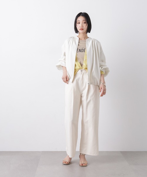 NANO universe（ナノユニバース）の「撥水加工 ドロストヘムリブブルゾン（ブルゾン・レディース・グレー系その他4/アイボリー/ブラック・FREE）」の9枚目の写真