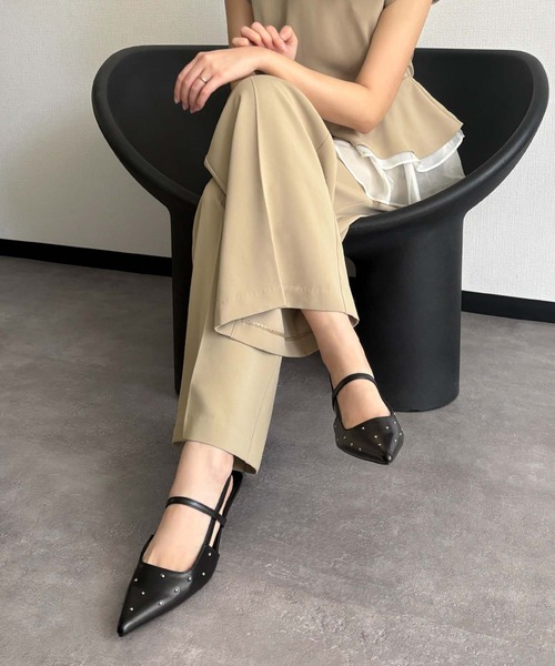 girl(ガール)の「スタッズスリングバックパンプス ミュール 歩きやすい ローヒール(パンプス・レディース・ブラック/ベージュ・36/37/38/39)」の12枚目の写真