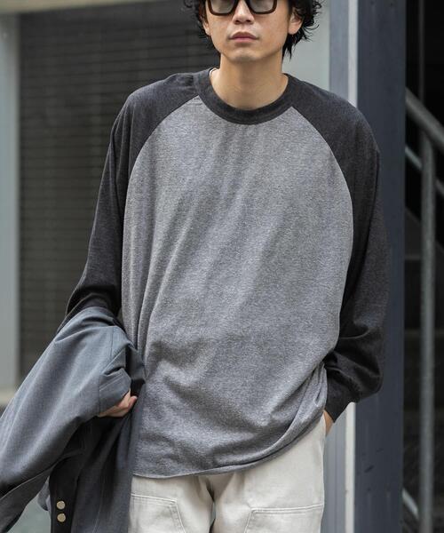 FORK&SPOON(フォークアンドスプーン)の「FORK&SPOON ベースボールロングスリーブTシャツ(Tシャツ/カットソー・メンズ・ブルー系その他/グレー系その他・5/4)」の2枚目の写真