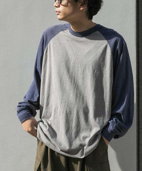 FORK&SPOON(フォークアンドスプーン)の「FORK&SPOON ベースボールロングスリーブTシャツ(Tシャツ/カットソー・メンズ・ブルー系その他/グレー系その他・5/4)」の1枚目の写真