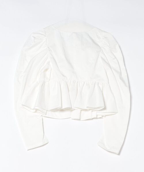 MIDWEST(ミッドウエスト)の「CLANE SHORT PEPLUM RIBBON TOPS(Tシャツ/カットソー・レディース・ブラック/ホワイト・1/2)」の5枚目の写真