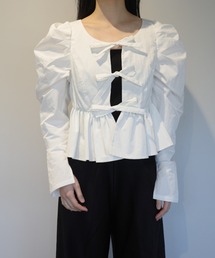 MIDWEST | CLANE SHORT PEPLUM RIBBON TOPS(Tシャツ/カットソー)