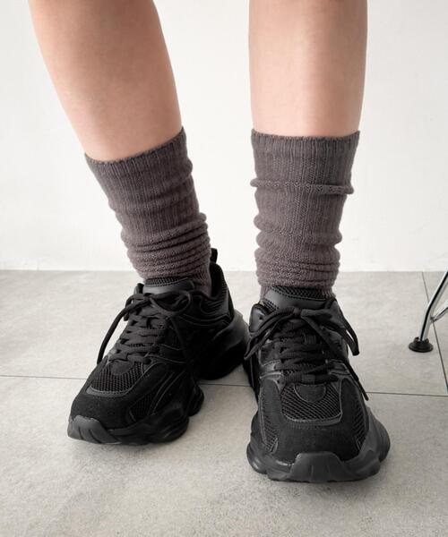 WEGO（ウィゴー）の「WEGO/【26年春新作】メッシュコンビ厚底スニーカー（スニーカー・レディース・オフホワイト/ブラック・MEDIUM/SMALL/LARGE）」の19枚目の写真