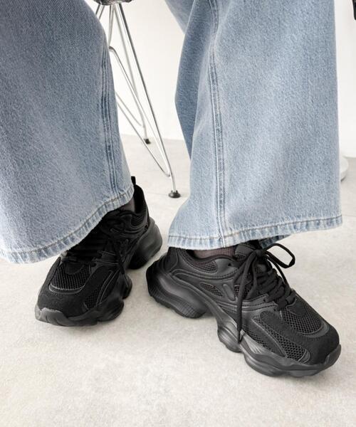 WEGO（ウィゴー）の「WEGO/【26年春新作】メッシュコンビ厚底スニーカー（スニーカー・レディース・オフホワイト/ブラック・MEDIUM/SMALL/LARGE）」の22枚目の写真