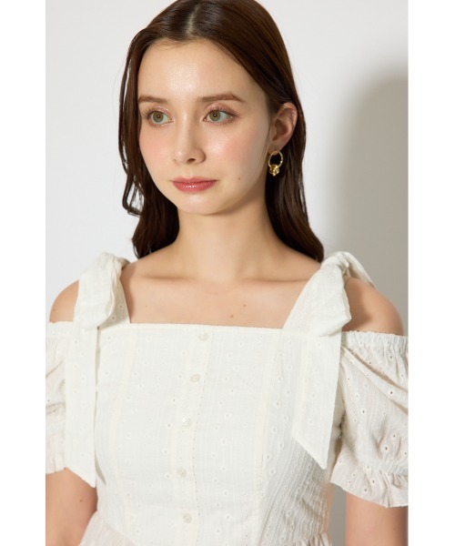 rienda（リエンダ）の「コットンレースブラウス 春服（シャツ/ブラウス・レディース・ライトブルー/ホワイト/レッド・SMALL/MEDIUM）」の8枚目の写真