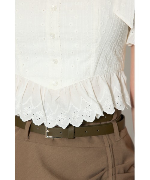 rienda（リエンダ）の「コットンレースブラウス 春服（シャツ/ブラウス・レディース・ライトブルー/ホワイト/レッド・SMALL/MEDIUM）」の12枚目の写真