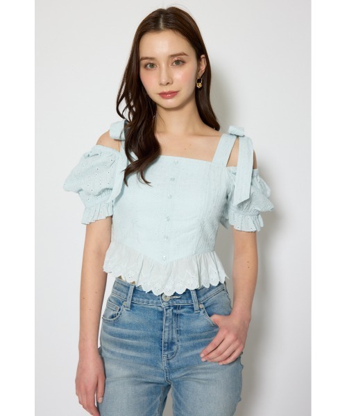 rienda（リエンダ）の「コットンレースブラウス 春服（シャツ/ブラウス・レディース・ライトブルー/ホワイト/レッド・SMALL/MEDIUM）」の14枚目の写真