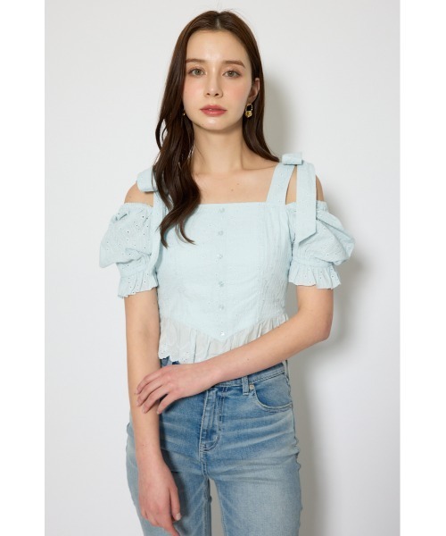 rienda（リエンダ）の「コットンレースブラウス 春服（シャツ/ブラウス・レディース・ライトブルー/ホワイト/レッド・SMALL/MEDIUM）」の17枚目の写真