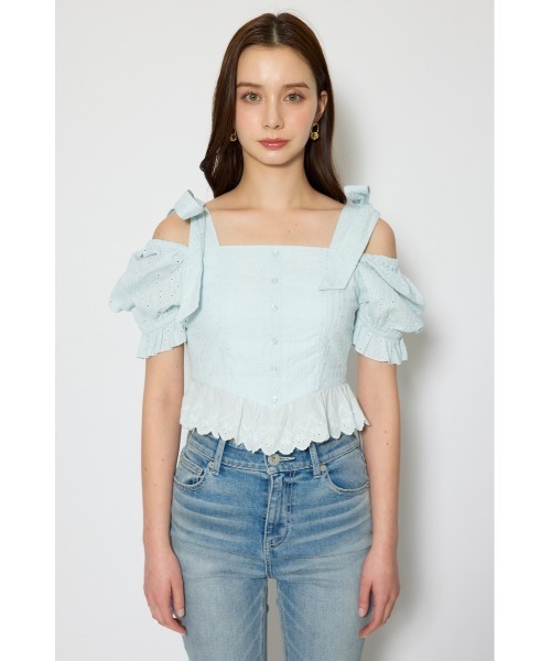 rienda（リエンダ）の「コットンレースブラウス 春服（シャツ/ブラウス・レディース・ライトブルー/ホワイト/レッド・SMALL/MEDIUM）」の20枚目の写真