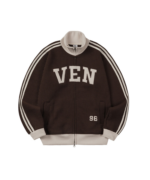 VENHIT(ベンヒット)の「VEN 96 ワッフル配色トラックトップ_ブラウン(その他トップス・レディース・ブラウン・MEDIUM/LARGE/X-LARGE)」の1枚目の写真