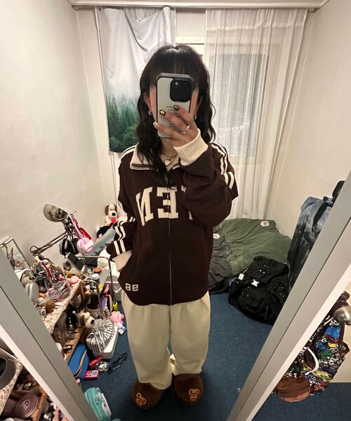 VENHIT(ベンヒット)の「VEN 96 ワッフル配色トラックトップ_ブラウン(その他トップス・レディース・ブラウン・MEDIUM/LARGE/X-LARGE)」の7枚目の写真