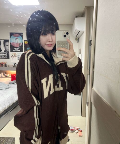 VENHIT(ベンヒット)の「VEN 96 ワッフル配色トラックトップ_ブラウン(その他トップス・レディース・ブラウン・MEDIUM/LARGE/X-LARGE)」の8枚目の写真