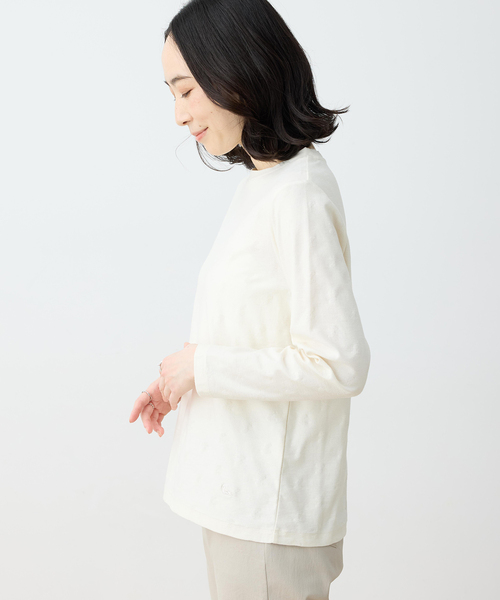 DECOY SINCE 1981(デコイシンスイチキュウハチイチ)の「【chiyoさんコラボ】ロンドンマーチコイくんジャガードTシャツ【オーガニックコットンブレンド・大きいサイズあり】(Tシャツ/カットソー・レディース・アイボリー/ピンク/ネイビー・M/L/LL/3L/4L)」の5枚目の写真
