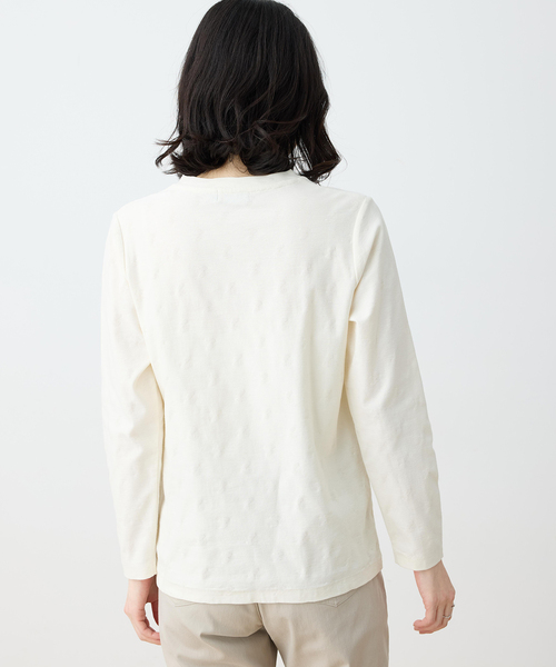 DECOY SINCE 1981(デコイシンスイチキュウハチイチ)の「【chiyoさんコラボ】ロンドンマーチコイくんジャガードTシャツ【オーガニックコットンブレンド・大きいサイズあり】(Tシャツ/カットソー・レディース・アイボリー/ピンク/ネイビー・M/L/LL/3L/4L)」の6枚目の写真