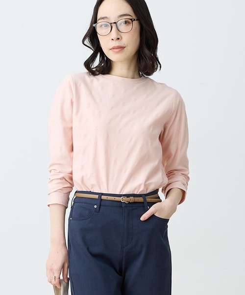 DECOY SINCE 1981(デコイシンスイチキュウハチイチ)の「【chiyoさんコラボ】ロンドンマーチコイくんジャガードTシャツ【オーガニックコットンブレンド・大きいサイズあり】(Tシャツ/カットソー・レディース・アイボリー/ピンク/ネイビー・M/L/LL/3L/4L)」の3枚目の写真