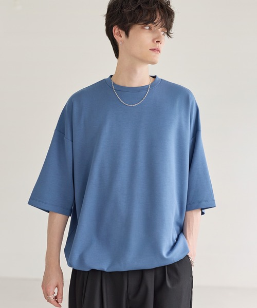 ETELIO(エテリオ)の「【25SS】マルチファンクショナリードレープポンチTシャツ 【ドローコード付き】(Tシャツ/カットソー・メンズ・ブラック/ブラック系/ホワイト/ホワイト系/ブルーグレー/ワイン・L/M/S/XL/XS)」の5枚目の写真