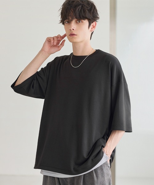 ETELIO(エテリオ)の「【25SS】マルチファンクショナリードレープポンチTシャツ 【ドローコード付き】(Tシャツ/カットソー・メンズ・ブラック/ブラック系/ホワイト/ホワイト系/ブルーグレー/ワイン・L/M/S/XL/XS)」の1枚目の写真