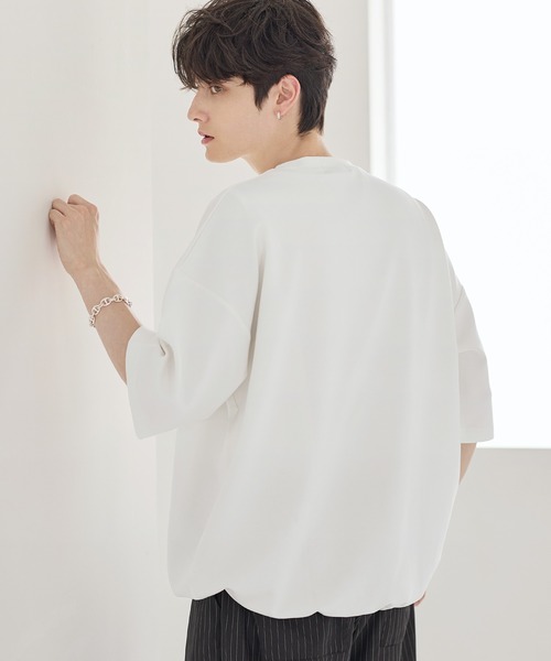 ETELIO(エテリオ)の「【25SS】マルチファンクショナリードレープポンチTシャツ 【ドローコード付き】(Tシャツ/カットソー・メンズ・ブラック/ブラック系/ホワイト/ホワイト系/ブルーグレー/ワイン・L/M/S/XL/XS)」の10枚目の写真