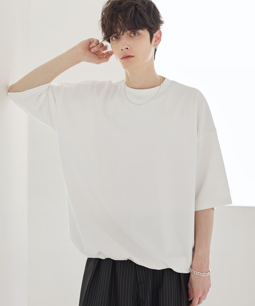 ETELIO(エテリオ)の「【25SS】マルチファンクショナリードレープポンチTシャツ 【ドローコード付き】(Tシャツ/カットソー・メンズ・ブラック/ブラック系/ホワイト/ホワイト系/ブルーグレー/ワイン・L/M/S/XL/XS)」の11枚目の写真