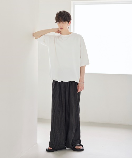 ETELIO(エテリオ)の「【25SS】マルチファンクショナリードレープポンチTシャツ 【ドローコード付き】(Tシャツ/カットソー・メンズ・ブラック/ブラック系/ホワイト/ホワイト系/ブルーグレー/ワイン・L/M/S/XL/XS)」の13枚目の写真