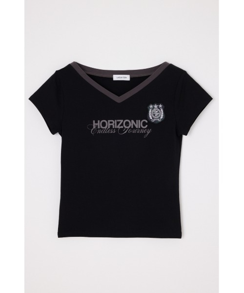 LAGUA GEM(ラグアジェム)の「WAPPEN PRINT CUT トップス(Tシャツ/カットソー・レディース・ネイビー/ブラック/アイボリー・FREE)」の8枚目の写真