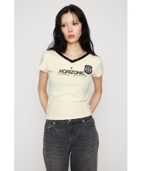 LAGUA GEM(ラグアジェム)の「WAPPEN PRINT CUT トップス(Tシャツ/カットソー・レディース・ネイビー/ブラック/アイボリー・FREE)」の15枚目の写真