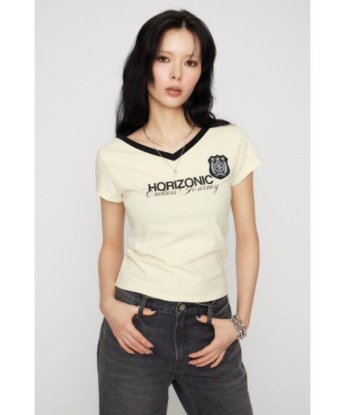 LAGUA GEM(ラグアジェム)の「WAPPEN PRINT CUT トップス(Tシャツ/カットソー・レディース・ネイビー/ブラック/アイボリー・FREE)」の16枚目の写真