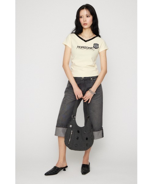 LAGUA GEM(ラグアジェム)の「WAPPEN PRINT CUT トップス(Tシャツ/カットソー・レディース・ネイビー/ブラック/アイボリー・FREE)」の17枚目の写真