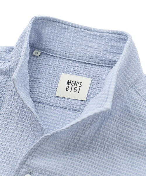 MEN'S BIGI(メンズビギ)の「ストレッチサッカー七分袖シャツ<ストレッチ/通気性>(シャツ/ブラウス・メンズ・サックスブルー/ブラック/ネイビー/ベージュ・01/02/03/04)」の14枚目の写真