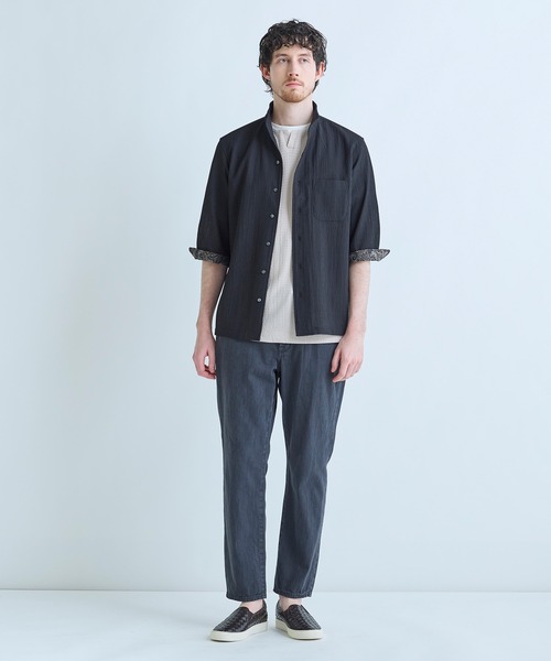 MEN'S BIGI(メンズビギ)の「ストレッチサッカー七分袖シャツ<ストレッチ/通気性>(シャツ/ブラウス・メンズ・サックスブルー/ブラック/ネイビー/ベージュ・01/02/03/04)」の11枚目の写真