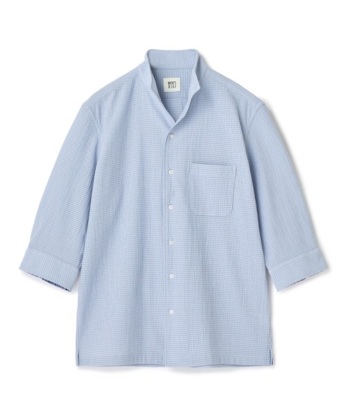MEN'S BIGI(メンズビギ)の「ストレッチサッカー七分袖シャツ<ストレッチ/通気性>(シャツ/ブラウス・メンズ・サックスブルー/ブラック/ネイビー/ベージュ・01/02/03/04)」の12枚目の写真