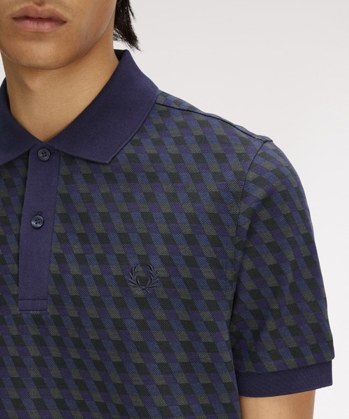 先行予約受付中／Slanted Geometric Print Fred Perry Shirt／スランテッドジオメトリックプリントポロシャツ