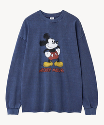 ヴィンテージウォッシング _ミッキー _ロングスリーブTシャツ (ネイビー)