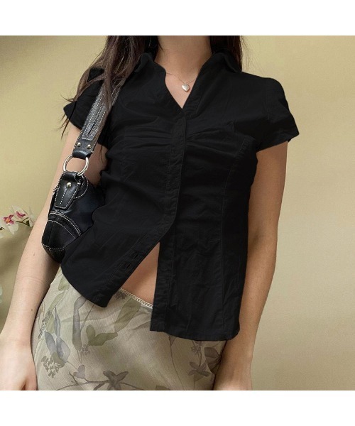 ARCHIVER（アーカイバ）の「【Lp】シャーリングシャツ（シャツ/ブラウス・レディース・ホワイト/ブラック・SMALL/MEDIUM/LARGE）」の2枚目の写真