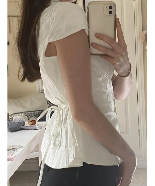 ARCHIVER（アーカイバ）の「【Lp】シャーリングシャツ（シャツ/ブラウス・レディース・ホワイト/ブラック・SMALL/MEDIUM/LARGE）」の3枚目の写真