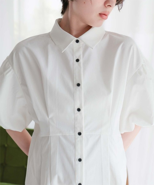 titivate（ティティベイト）の「パフスリーブシャツワンピース（シャツワンピース・レディース・ベージュ/オフホワイト/ブラック・L/M/S）」の6枚目の写真