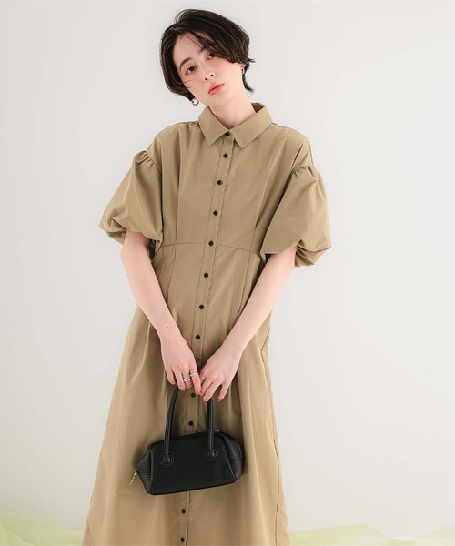 titivate（ティティベイト）の「パフスリーブシャツワンピース（シャツワンピース・レディース・ベージュ/オフホワイト/ブラック・L/M/S）」の15枚目の写真