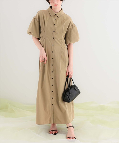 titivate（ティティベイト）の「パフスリーブシャツワンピース（シャツワンピース・レディース・ベージュ/オフホワイト/ブラック・L/M/S）」の18枚目の写真